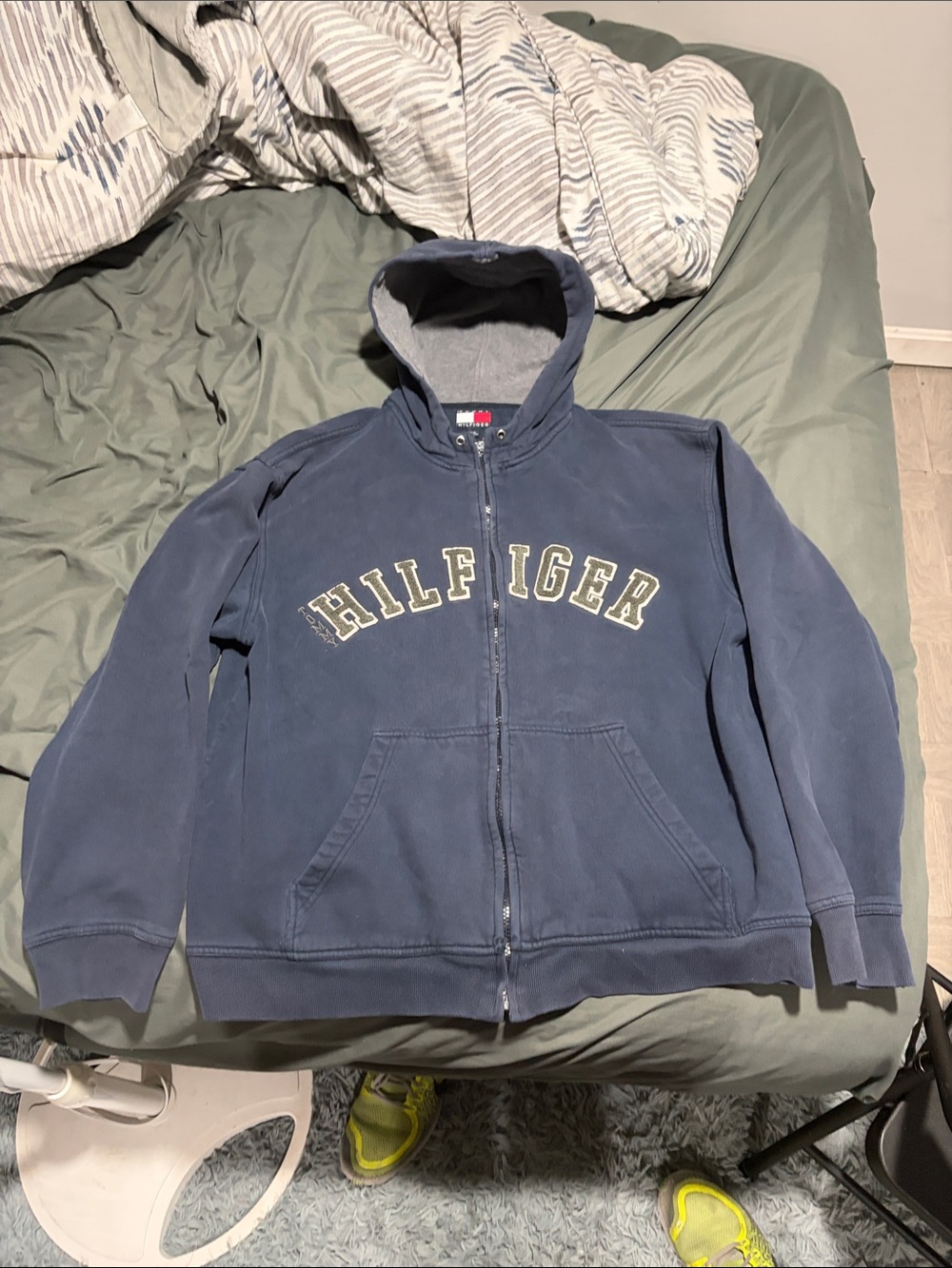 Tommy Hilfiger Blue Full-Zip Hooded Sweatshirt with Logo